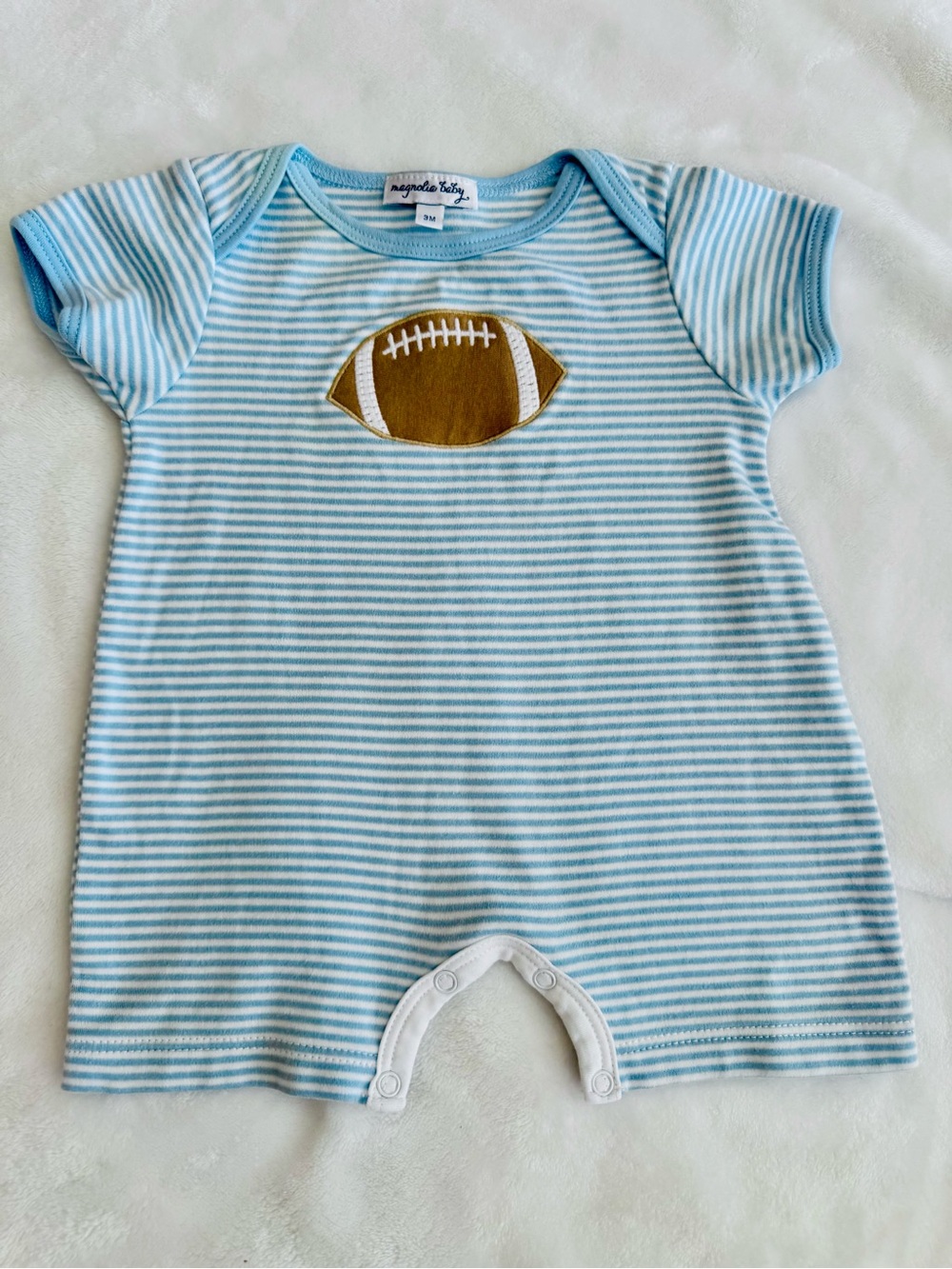 Magnolia Baby Blue Stripe Football Onesie (3M)